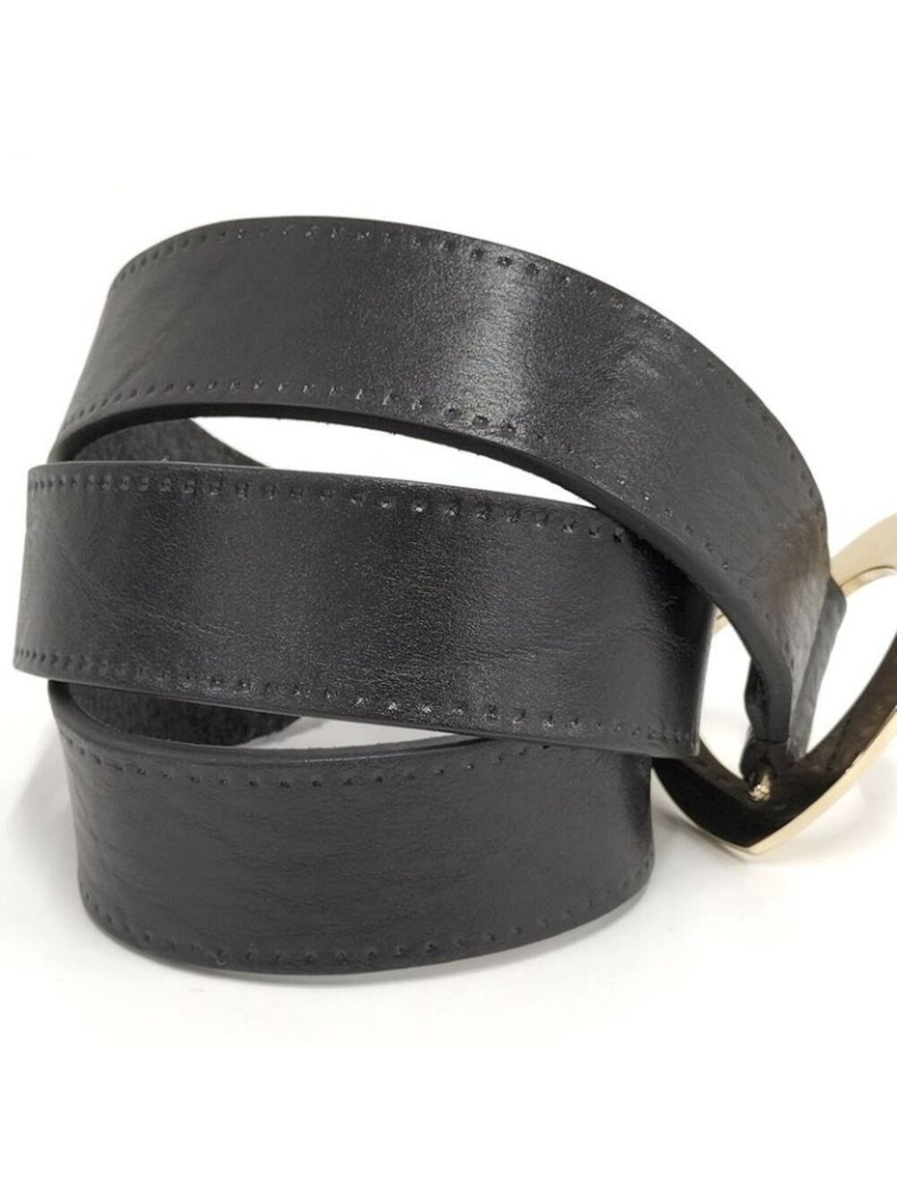 Gucci Holeless Belt Heart Buckle Leather Black - Picture 4 of 10